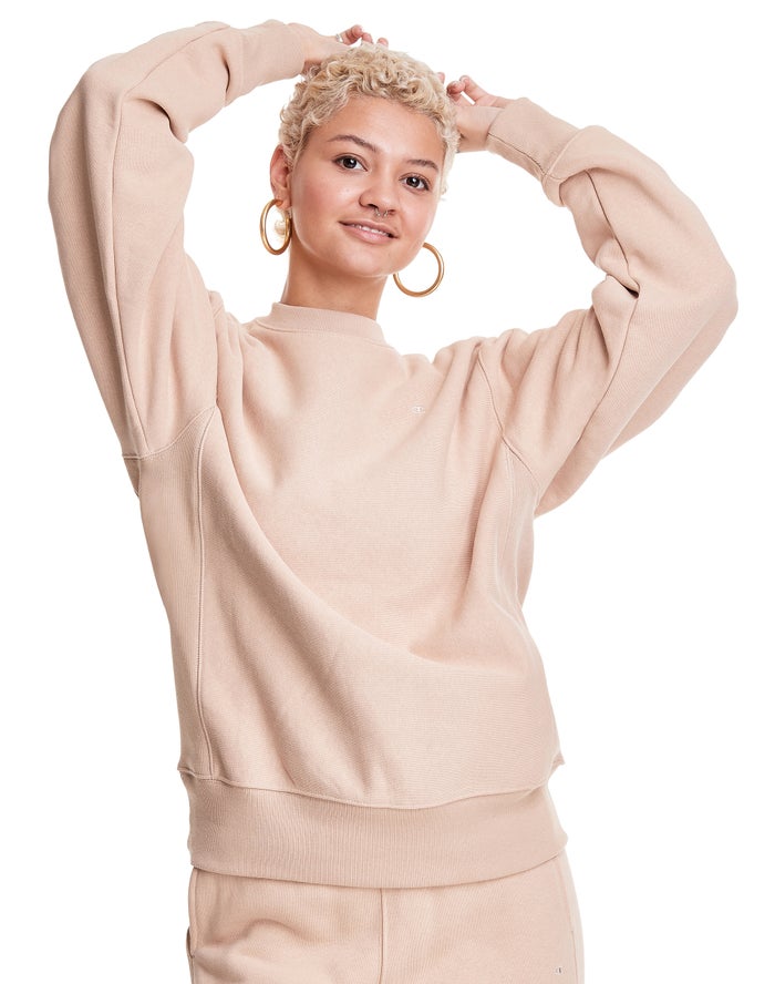 Champion Sweatshirt Dames - Beige - Reverse Weave Boyfriend Crew ( 570413-YQW )